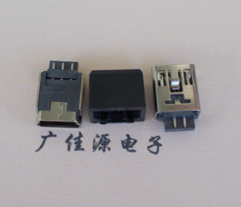 呼和浩特MINI USB 5Pin接口 带护套焊线母座 B型180度铜壳